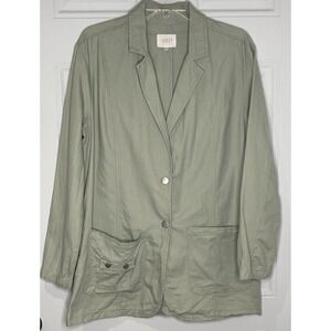 Curve Appeal Women's Large Green Cotton Twill Blazer Jacket Cottagecore Academia
